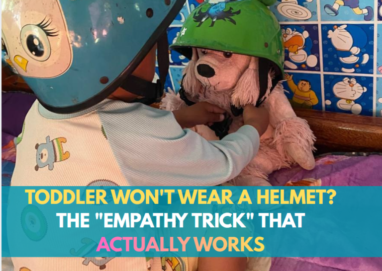 Toddler Won’t Wear a Helmet? The “Empathy Trick” That Actually Works